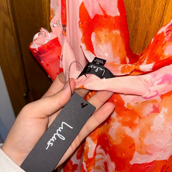 Fabulous Destiny Pink Floral Swiss Dot Cowl Neck Midi Dress - Picture 4 of 4